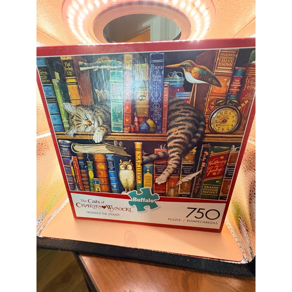 The Cats of Charles Wysocki Frederick the Literate  750 Piece Puzzle w/Poster